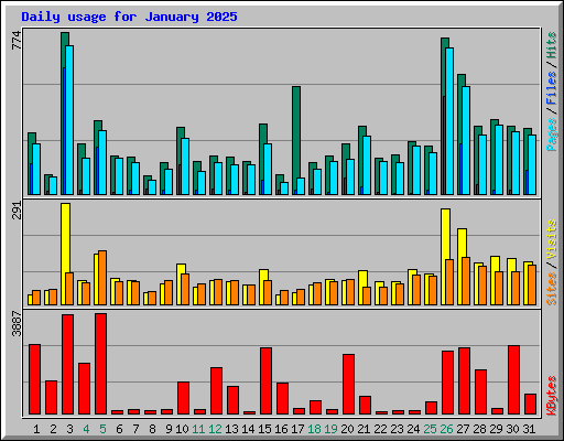 Daily usage for January 2025