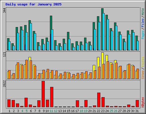 Daily usage for January 2025