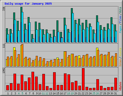 Daily usage for January 2025