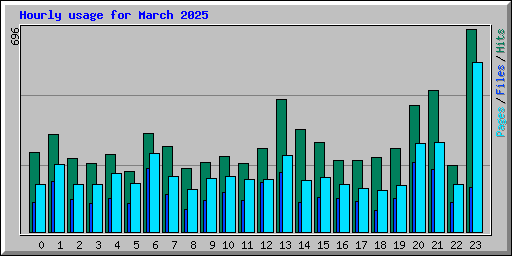Hourly usage for March 2025