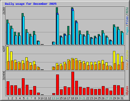 Daily usage for December 2025
