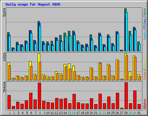 Daily usage for August 2026