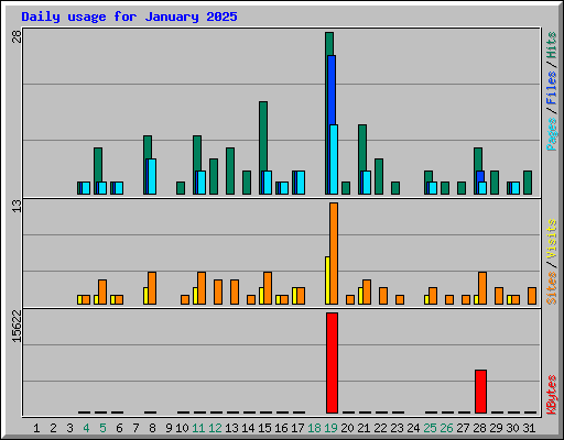 Daily usage for January 2025